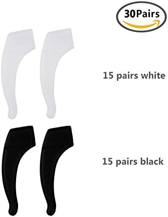 Keepons Superstretch Black And White Prevent Eyeglass Slipping Anti Slip Anti Slide Eyewear Sunglasses Spectacle Glasses Temple Tip Sports Ear Hook Sleeve Retainer (30 Pairs)