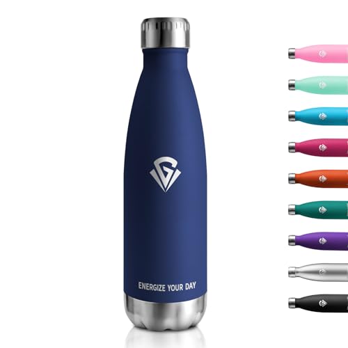 Edelstahl Trinkflasche 500ml, Thermoskanne BPA-Frei, Metall Thermosflasche Doppelwandig, Kohlensäure Geeignet, Isolierflasche für Camping, Kinder, Fitness, Sprudel, Sport, Reisen, Jungs, Mädchen