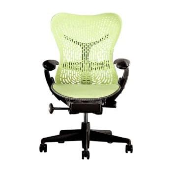 Herman Miller Mirra Chair: Fully Featured - Adjustable Arms - FlexFront Seat - Tilt Limiter - Lumbar Support - Standard Carpet Casters - Graphite Frame/Citron Seat