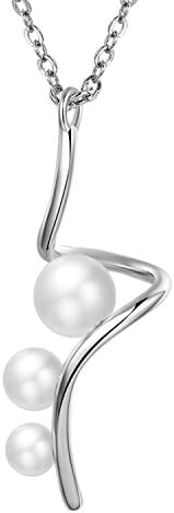 Fancilla Fashion Style Elegant Simulated Pearls Pendant Necklace, 18"