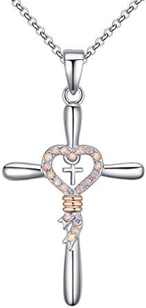 Xingzou Women's Double Cross Necklace Pendant,Girls Teens Colorful Czech Crystals Silver Color Jewelry