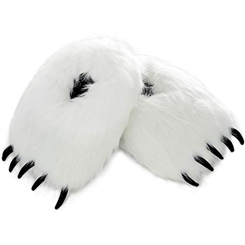 Ibeauti Fuzzy Bear Claw Slippers Animal Paw Polar Bear House Shoes for Women Teens Halloween Christmas Costume Party