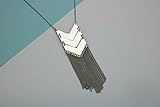 SRX JEWELRY Exaggerated Gold Platinum Plated Three V Shaped Long Alloy Chain Tassel Pendant Necklace