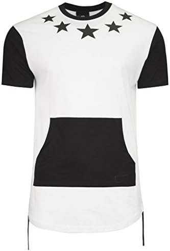 Mens Hipster Hip Hop Graphic Print Crewneck Longline T-shirt (M, SATS16_White)
