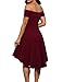 Sidefeel Women Off Shoulder Sleeve High Low Skater Dress Medium Wine Red