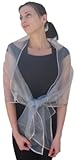 Sheer Silver Organza Evening Wrap Shawl for Prom Wedding Bride