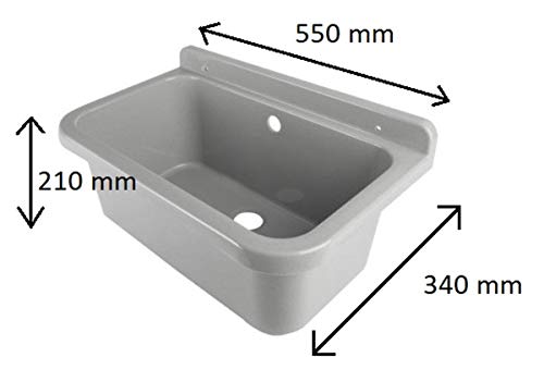 Waschbecken Ausgussbecken mit Seifenspender 55 cm x 34 cm x 21 cm Spülbecken Waschtrog mit Überlauf Waschbecken für… – Bild 5