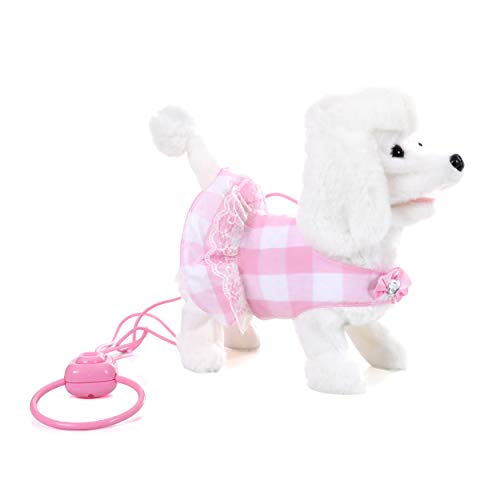 IQ Toys Walking and Barking Plush Poodle Dog Remote Control with Leash, and 3 Puppy Care