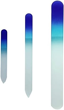 3pcs Durable Crystal Glass Nail Buffer Nail Art Files, Cobalt Blue,Manicure Nail File Set,Included Small, Medium, and large Pedicure Files