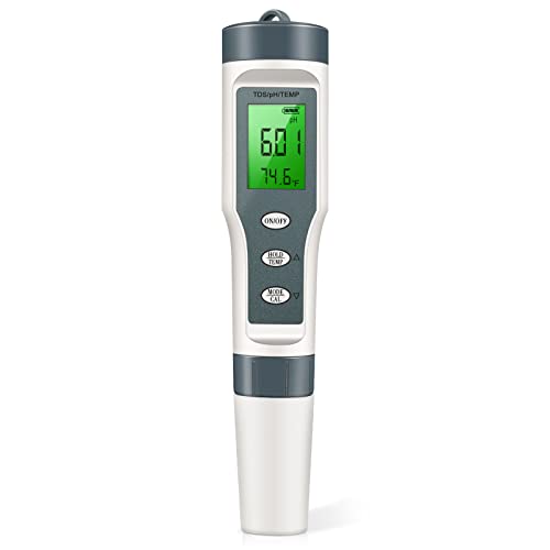 PmoYoKo Digital pH Meter with ATC pH Tester, 3 in 1 pH TDS Temp 0.01