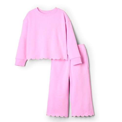 Amazon Essentials Toddler Girls' French Terry Sweatshirt Pant and Top Set, Pink…