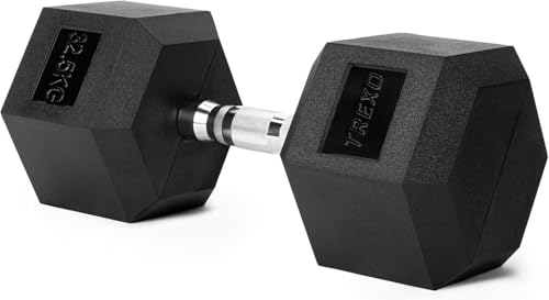 XTREXO Hexagon-Kurzhantel 32,5 kg - Gusseisen gummiert, verchromter Griff | für Krafttraining zu Hause & im Gym | für Männer und Frauen