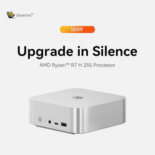 Beelink SER9 Pro Mini PC, AMD Ryzen R7 H255 (8C/16T, up to 4.9GHz), 24GB LPDDR5X RAM 500GB PCIe 4.0 SSD Mini Computer Windows 11 Pro, USB4, HDMI, DP, 2.5G RJ45, WiFi 6, BT5.2, Built-in MIC, Speaker