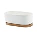 T4U 6.5 Inch Ceramic White Modern Oval Design Succulent Plant Pot/Cactus Plant Pot with Free Bamboo Tray