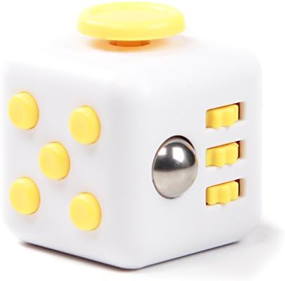 Fidget 3 Cube Relieves Stress And Anxiety for Children and Adults, Anxiety Attention Toy, Best Gift for Children White & Yellow