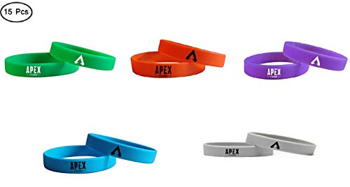 LeagueGaming 15 Pieces Silicon Wristband - Apex Legends Party Pack Gear [Multi-Color Wristbands]
