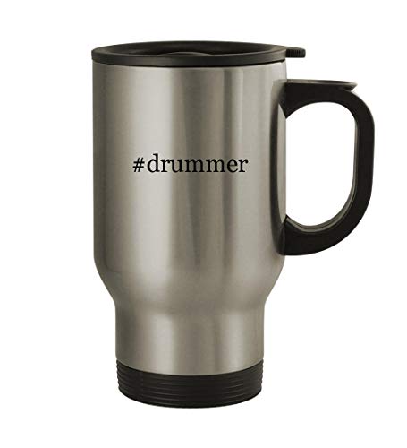 #drummer - 14oz Sturdy Hashtag Stainless Steel Travel Mug, Silver