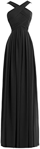 Queenmore Women's Chiffon Floor Length Ruched Maxi Wedding Bridesmaid Dress