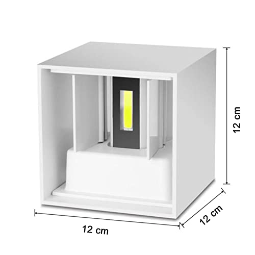 FUPE 4 Pieces Wall Light Outdoor/Indoor LED Cube Modern Wall Lamp White 20 W 3000 K Warm Light IP65 Waterproof Outdoor Wall Light Square Adjustable Beam Angle