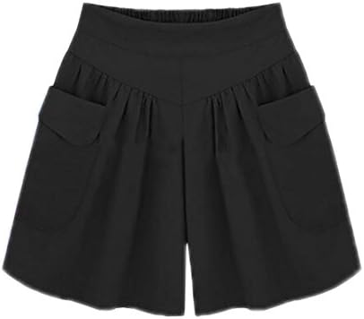 Pivaconis Women's Casual High Waist Solid Color Loose Wide Leg Shorts Hot Pants