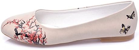 Streetfly Ballet Flats For Women – Pretty Ballerina Designer Shoes, Beige Floral Butterfly (6 B(M) US/36 M (EU), BBT-10)