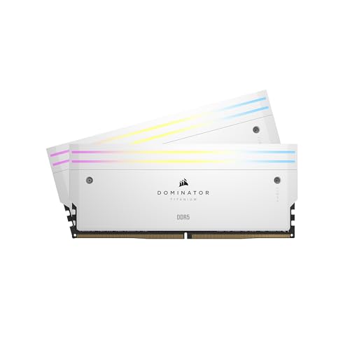 CORSAIR DOMINATOR TITANIUM RGB DDR5 RAM 32GB (2x16GB) DDR5 Up to 6000MHz CL30 Intel XMP iCUE Compatible Computer Memory - White (CMP32GX5M2B6000C30W)