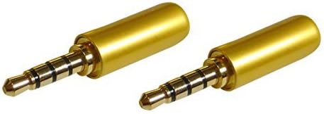 Two 3.5 mm 1/8 inch 4 Pole Conductor 3 Ring Audio Video TRRS Male Plug Adapter Gold