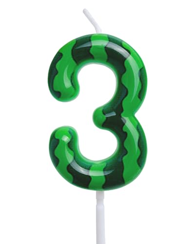 Watermelon Rind Birthday Candles 3rd Green Melon Cake Toppers Number 3 Candle for Baby Showers Watermelon Birthday Decorations Beach Pool Party Supplies at Amazon