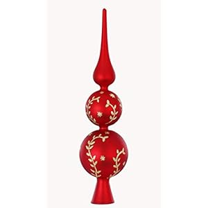 Inge-glas Gedecoreerde kerstboompiek, Gals, 31 cm, traditioneel rood