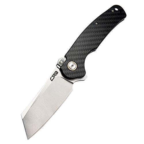 CJRB Crag Tactical Knife,Cleaver Pocket Folding Knife with Stonewash D2