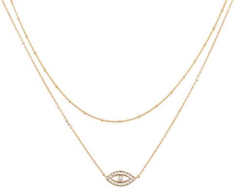 VACRONA Dainty Layered Cross Necklace 