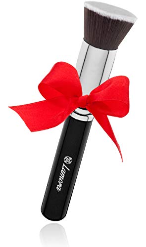 Foundation Makeup Brush Flat Top Kabuki for Face - Perfect For Blending Liquid, Cream or Flawless Powder Cosmetics - Buffing, Stippling, Concealer - Premium Quality Synthetic Dense Bristles!