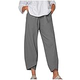 Capri Pants for Women Cotton Linen Wide Leg Capris