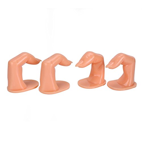 Pro UV Gel Polish Acrylic Nail Art Tips Practice Fake False Fingers Training Display Tools (Set of 4) Gift