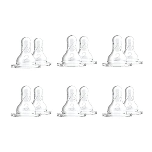 Dr. Brown’s Natural Flow Level 2 & Level 3 Narrow Baby Bottle Silicone Nipples, MediumFast Flow