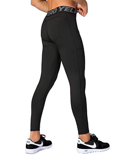 Lavento Men's Compression Pants Baselayer Cool Dry Pocket Running Ankle Leggings Active Tights (1 Pack-3911 White,Large) - Thumbnail 6