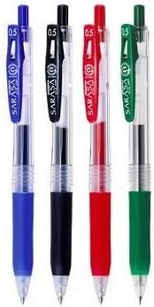 Zebra Sarasa JJ15 Blue, Black, Red and Green 0.5mm Gel Ink Pens (4pcs) - Assorted