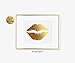 Lips Gold Foil Print Poster Decor Wall Art Kiss Love Makeup Fashion Girl Room Nursery 5 inches x 7 inches A35