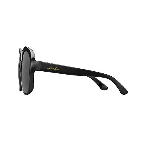 LianSan Acetate Oversized Women's Sunglasses Uv400 Protection Polarized Sunglasses Simple Sunglasses Lsp301H (POLARIZED BLACK) - Thumbnail 3