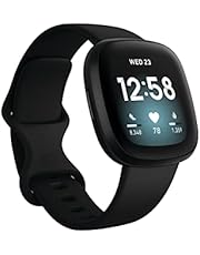 Fitbit Versa 3 Health & Fitness Smartwatch with GPS, 24/7 Heart Rate, Alexa Built-in, 6+ Days Battery, Black/Black, One Size (S & L Bands Included)