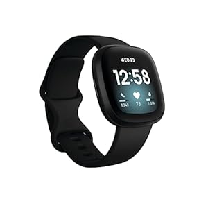 Fitbit Versa 3 Health & Fitness Smartwatch with GPS, 24/7 Heart Rate, Alexa Built-in, 6+ Days Battery, Black/Black, One…