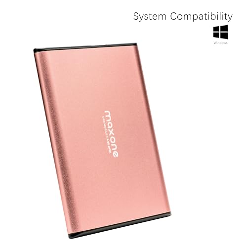 Maxone 250GB Ultra Slim Portable External Hard Drive HDD USB 3.0 Compatible with PC, Laptop, Rose Pink