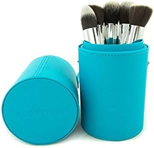 Moonriver Beauty Premium Makeup Brush Case, 9 Inch (Blue + 5 Piece Kabuki Set)
