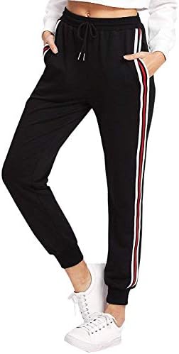 Fooyou Women Casual Trousers Athletic Training Jogger Pants with Two Stripe Sweatpants