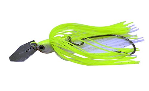 Skirted chatter bait jig head fishing lure with weedless hook 13g (CHARTREUSE GLOW)