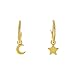 Columbus 14K Gold Plated Moon and Star Charm Huggie Hoop Earrings - Dangle Drop Earrings for Women (Gold Moon/Star)