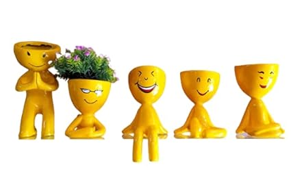 Shri Vallabh Art Resin Yoga Planter Set of 5 Pcs
