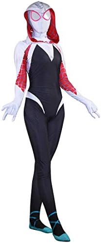 Leaffly Women's Cosplay Gwen Spider Hero Zentai Bodysuit Hooded Costume