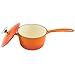 Zelancio Enameled 2-Quart Cast Iron Sauce Pan, Pot with Lid. Perfect as a Bean Pot, Spaghetti Sauce Pot, Barbecue Sauce Pot, or Pasta Sauce Pot, Tangerine Orange