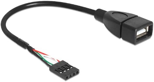Delock USB cable USB 2.0 post male 4-pin, USB-A female 20.00cm black UL certified, 1 piece